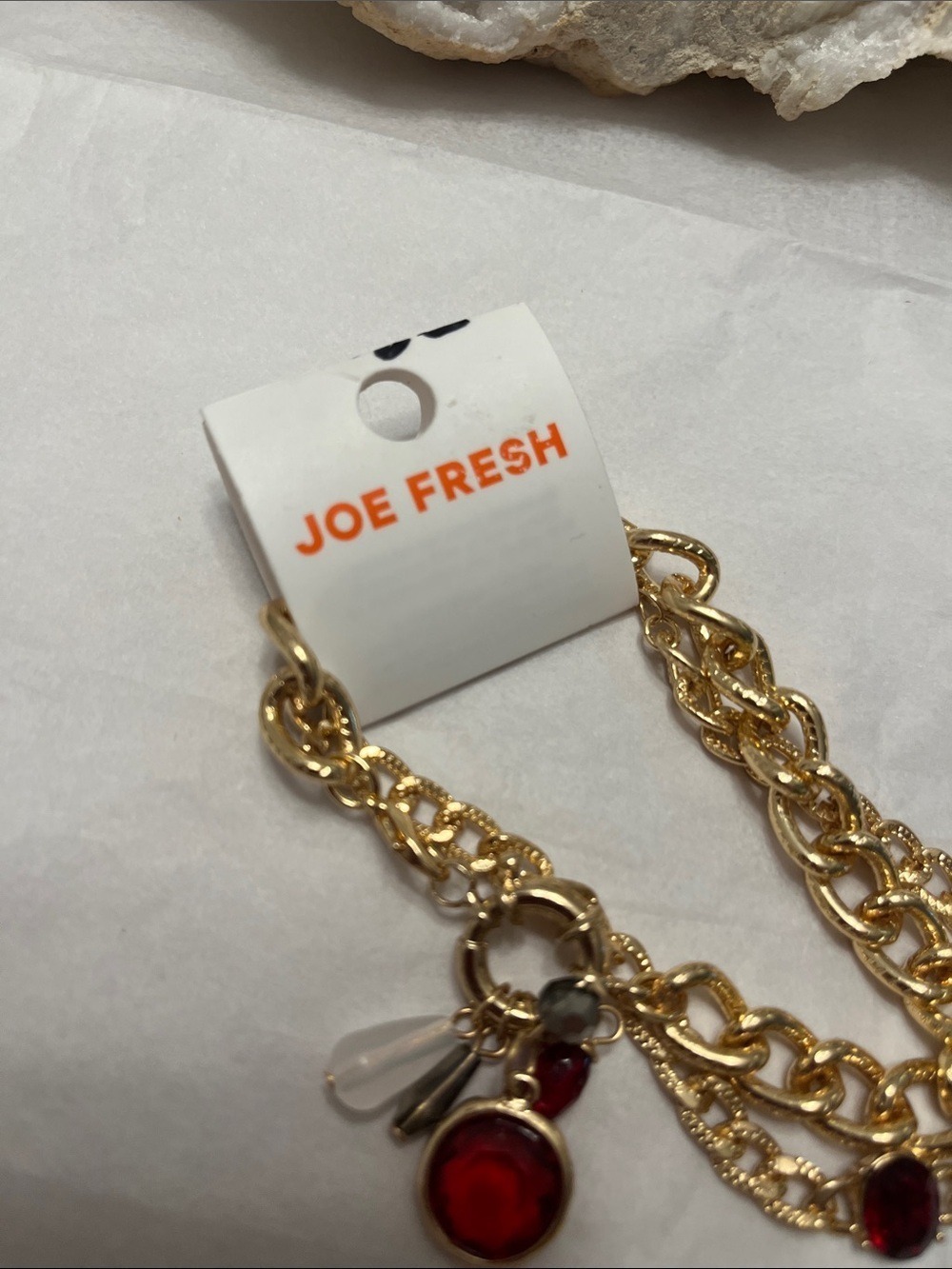 😍CLEARANCE - B72 JOE FRESH Goldtone Chain Crystals Bracelet 2-Pack - Picture 6 of 8